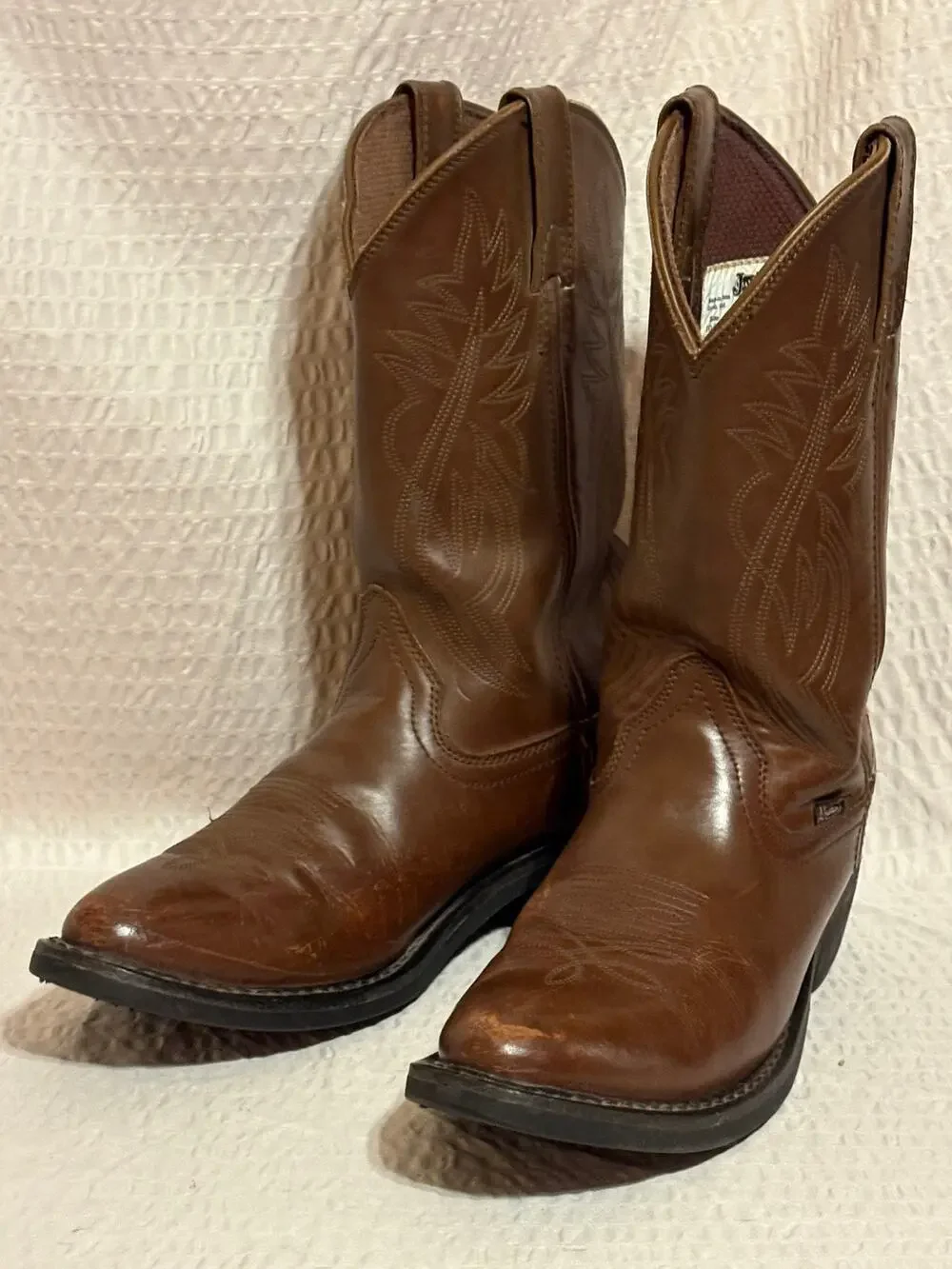 Justin Ranch and Road Roper Brown Leather Cowboy Western Boots Men’s 10.5D